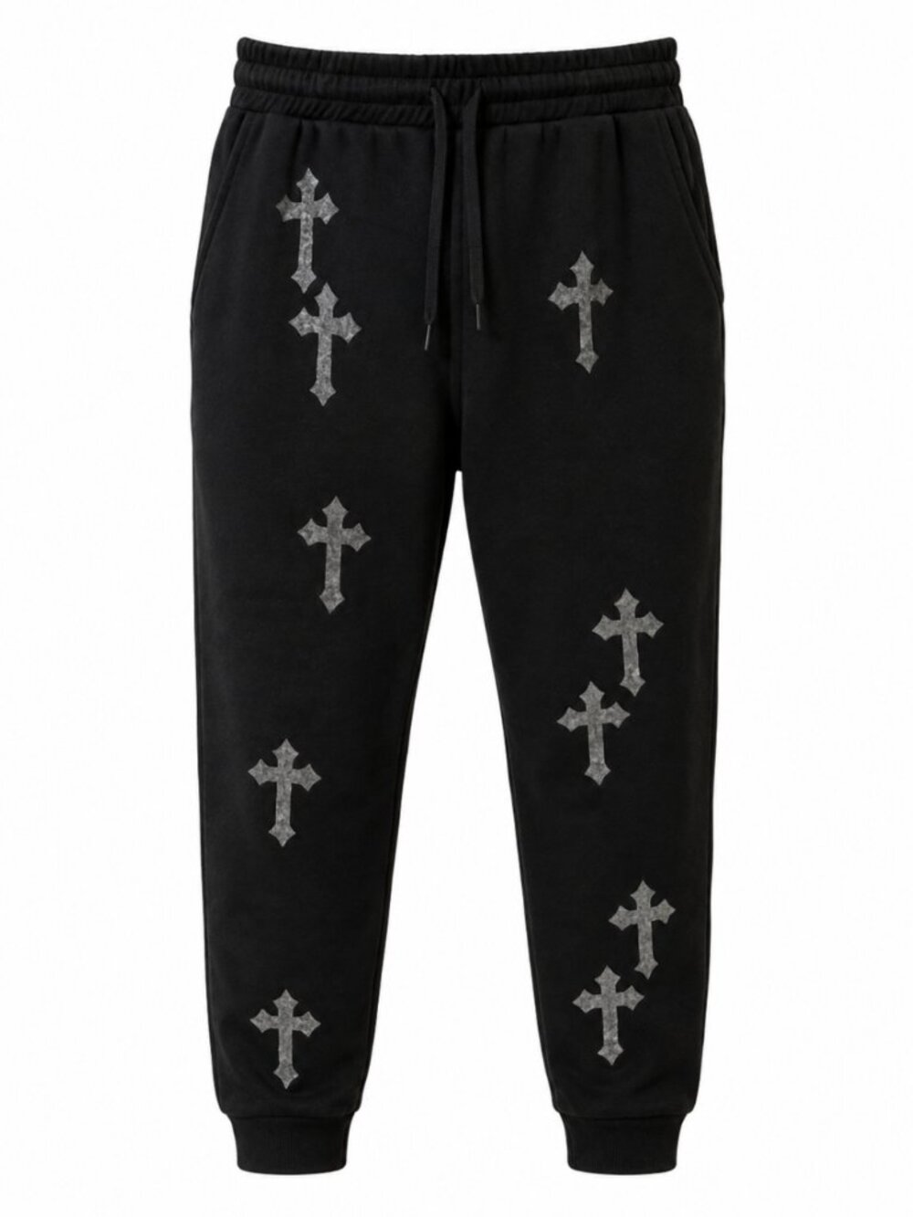 NWT Rebel Vengeance Black Rhinestone Cross Joggers Men’s M